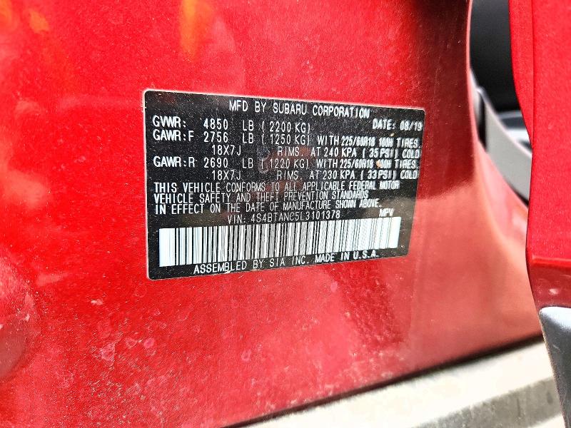 Aukcja sprzedaży 2020 Subaru Outback, vin: 4S4BTANC5L3101378, numer aukcji: 64615166