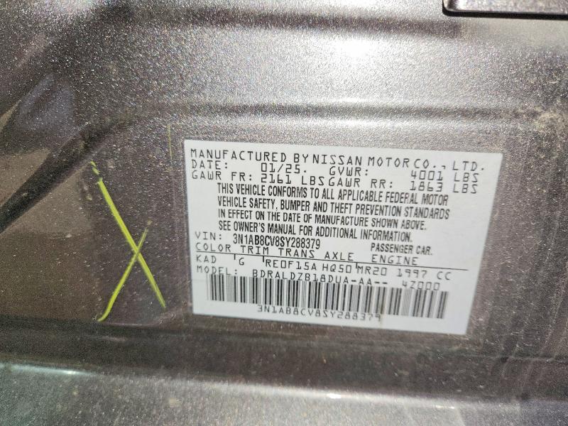 2025 Nissan Sentra მანქანა იყიდება აუქციონზე, vin: 3N1AB8CV8SY288379, აუქციონის ნომერი: 65220986
