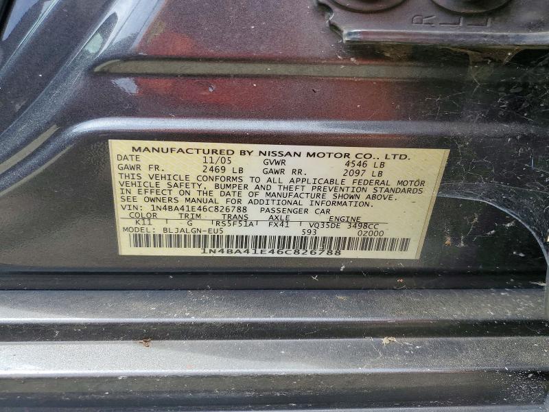 Aukcja sprzedaży 2006 Nissan Maxima, vin: 1N4BA41E46C826788, numer aukcji: 65677066