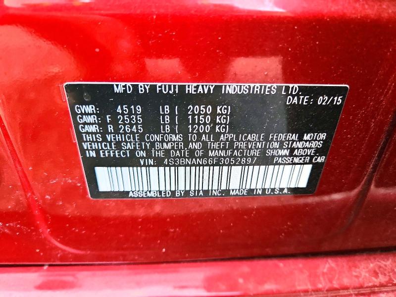66392746 :رقم المزاد ، 4S3BNAN66F3052897 vin ، 2015 Subaru Legacy مزاد بيع