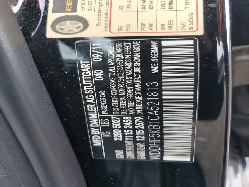 64289176 :رقم المزاد ، WDDHF5KB1CA521813 vin ، 2012 Mercedes-benz E مزاد بيع