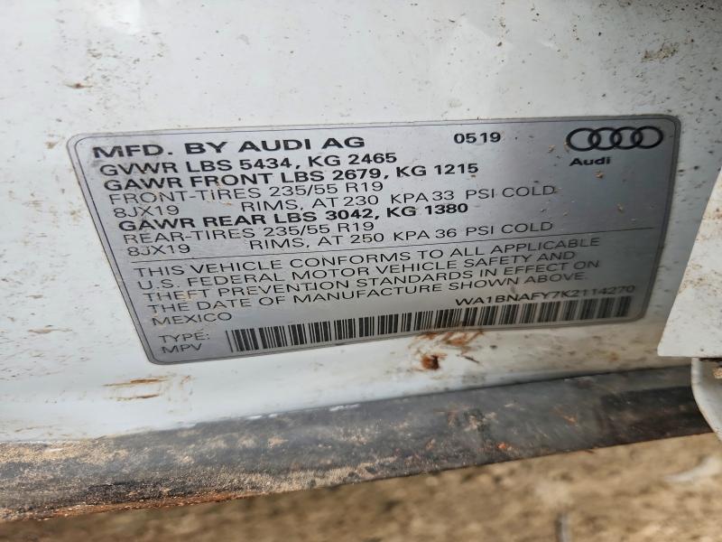 Продажа на аукционе авто 2019 Audi Q5, vin: WA1BNAFY7K2114270, номер лота: 64057006