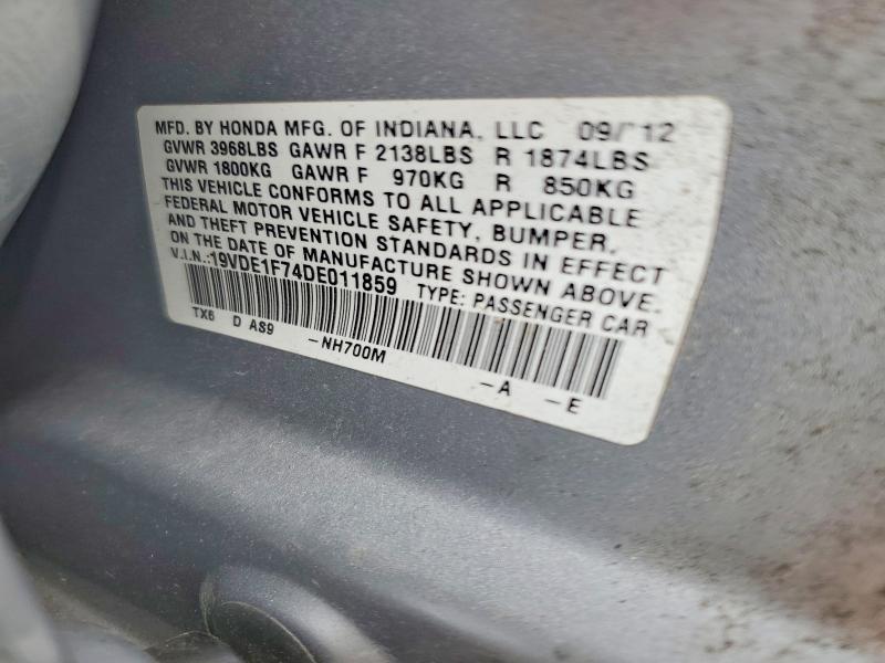 63824646 :رقم المزاد ، 19VDE1F74DE011859 vin ، 2013 Acura Ilx مزاد بيع