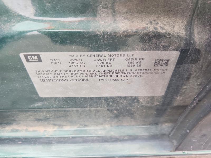 Продаж на аукціоні авто 2015 Chevrolet Cruze, vin: 1G1PE5SB2F7216954, номер лоту: 62990496