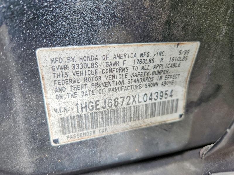 Продаж на аукціоні авто 1999 Honda Civic, vin: 1HGEJ6672XL043954, номер лоту: 63736856