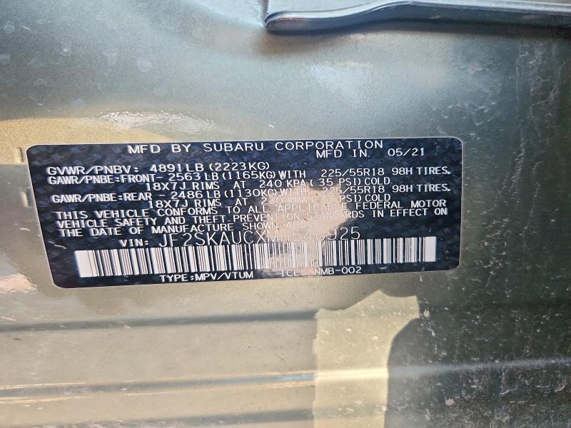 66338626 :رقم المزاد ، JF2SKAUCXMH546925 vin ، 2021 Subaru Forester مزاد بيع