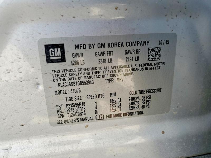 Aukcja sprzedaży 2016 Buick Encore, vin: KL4CJASB1GB553943, numer aukcji: 66439366