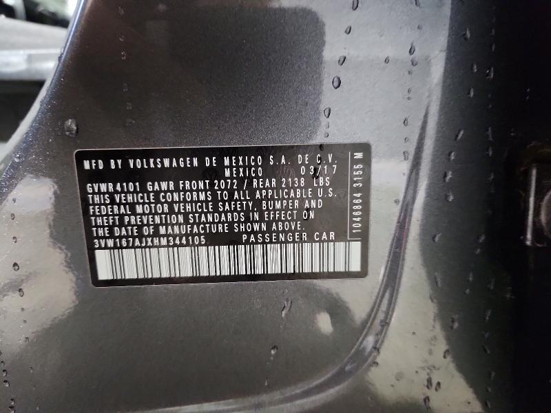 63700996 :رقم المزاد ، 3VW167AJXHM344105 vin ، 2017 Volkswagen Jetta مزاد بيع