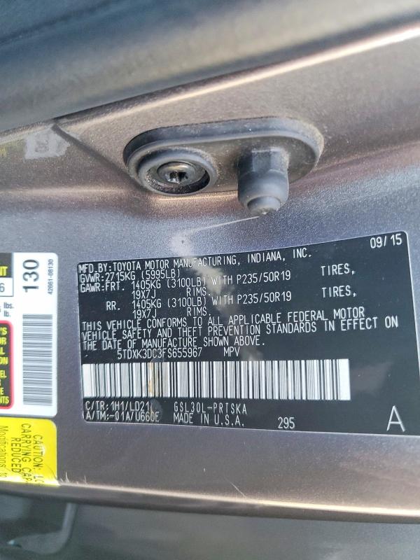 Продажа на аукционе авто 2015 Toyota Sienna, vin: 5TDXK3DC3FS655967, номер лота: 63607186