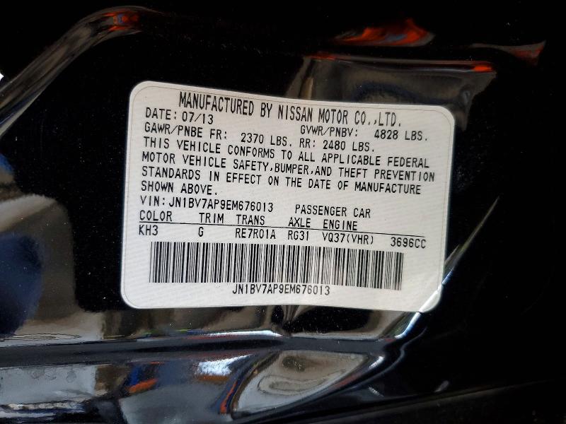 2014 Infiniti Q50 მანქანა იყიდება აუქციონზე, vin: JN1BV7AP9EM676013, აუქციონის ნომერი: 65747126