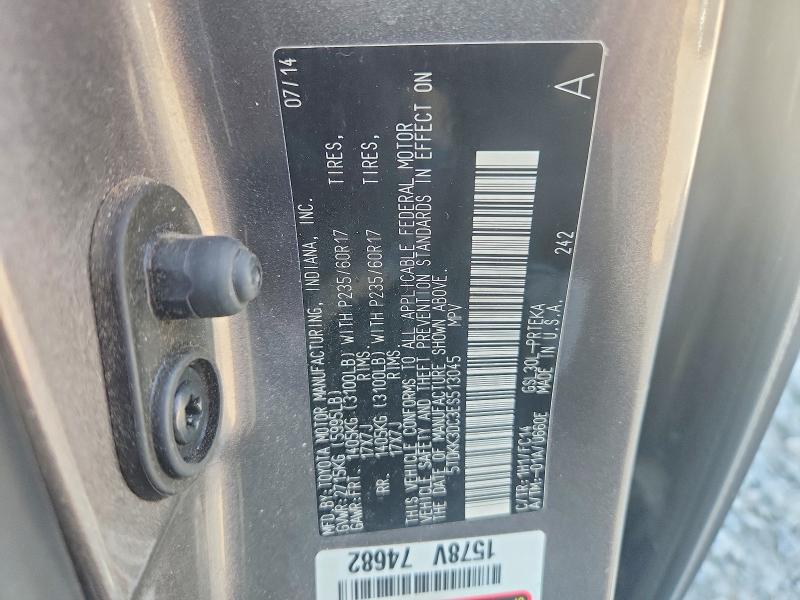 Aukcja sprzedaży 2014 Toyota Sienna, vin: 5TDKK3DC3ES513045, numer aukcji: 65337686