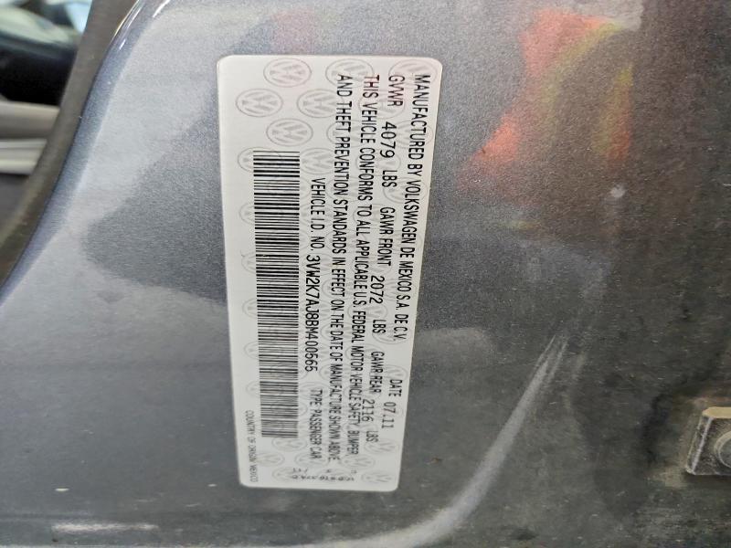 64953396 :رقم المزاد ، 3VW2K7AJ8BM400565 vin ، 2011 Volkswagen Jetta مزاد بيع