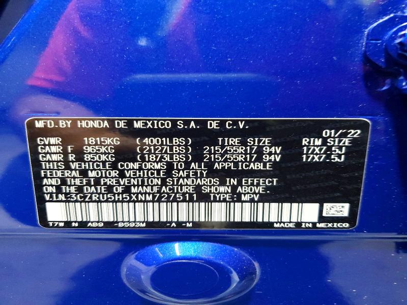 Продаж на аукціоні авто 2022 Honda Hr-v, vin: 3CZRU5H5XNM727511, номер лоту: 63526466