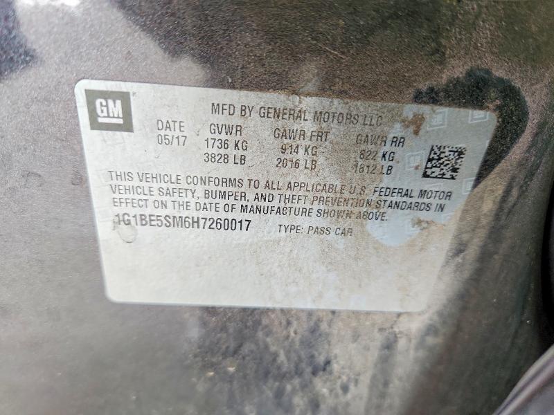66687506 :رقم المزاد ، 1G1BE5SM6H7260017 vin ، 2017 Chevrolet Cruze مزاد بيع