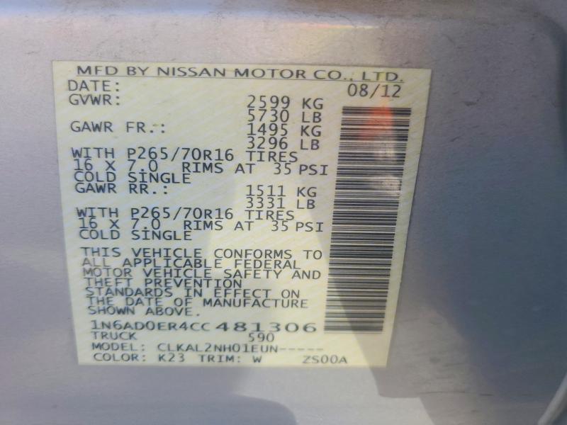 Продажа на аукционе авто 2012 Nissan Frontier, vin: 1N6AD0ER4CC481306, номер лота: 67377116