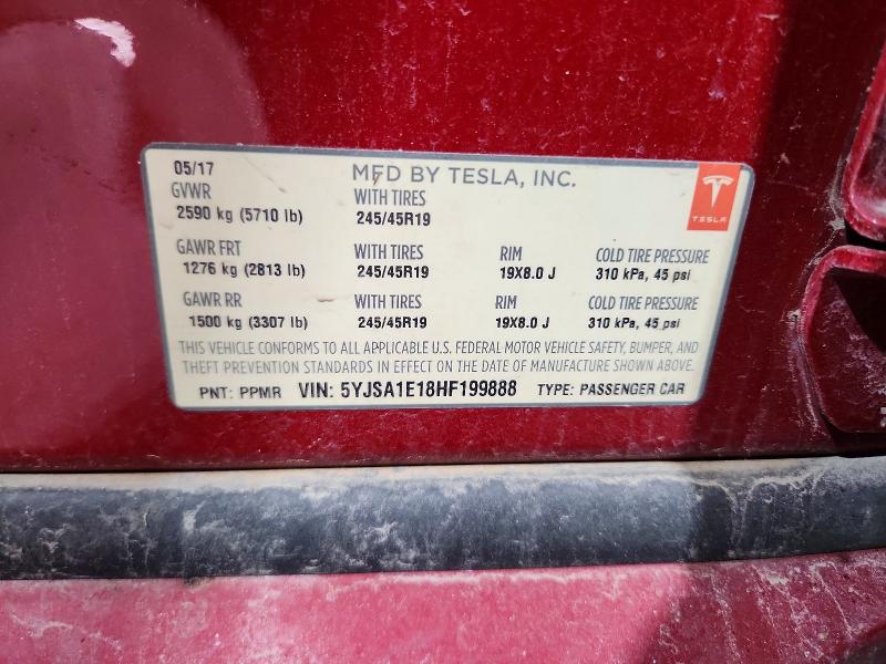 Продаж на аукціоні авто 2017 Tesla Model S, vin: 5YJSA1E18HF199888, номер лоту: 65202286