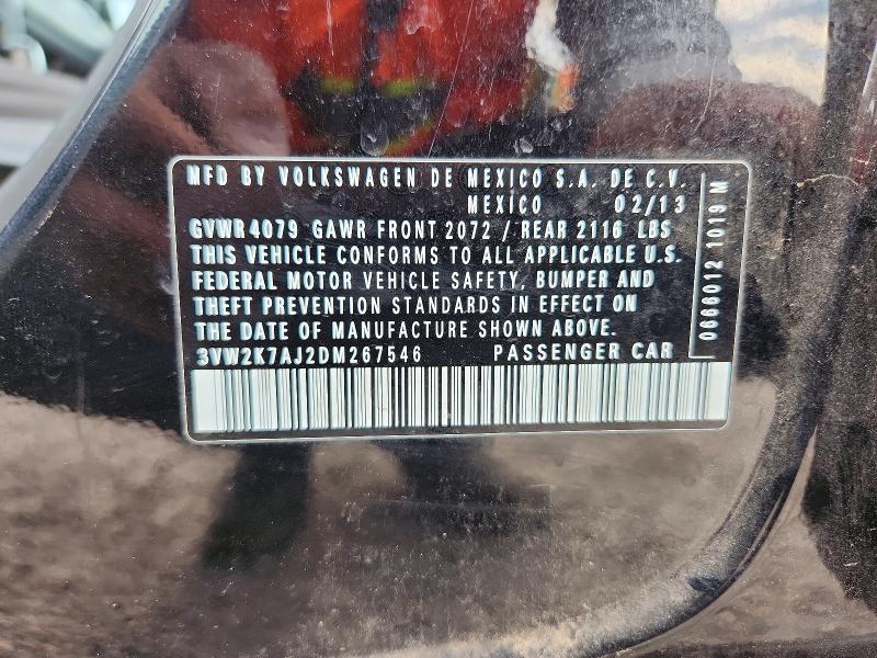 Aukcja sprzedaży 2013 Volkswagen Jetta, vin: 3VW2K7AJ2DM267546, numer aukcji: 62541876