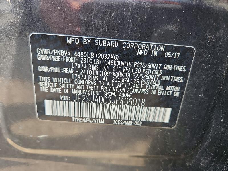 64827036 :رقم المزاد ، JF2SJADC3JH406018 vin ، 2018 Subaru Forester مزاد بيع