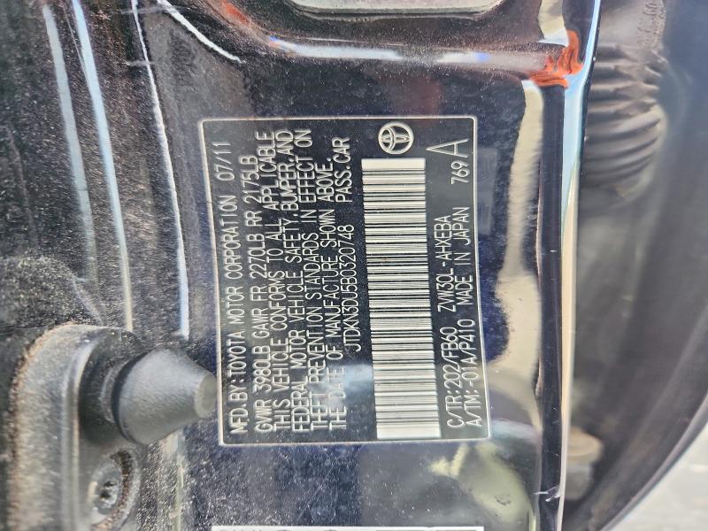 Продажа на аукционе авто 2011 Toyota Prius, vin: JTDKN3DU5B0320748, номер лота: 63846786
