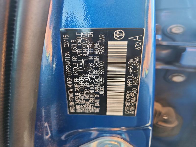 2015 Toyota Prius C მანქანა იყიდება აუქციონზე, vin: JTDKDTB35F1583092, აუქციონის ნომერი: 66292716