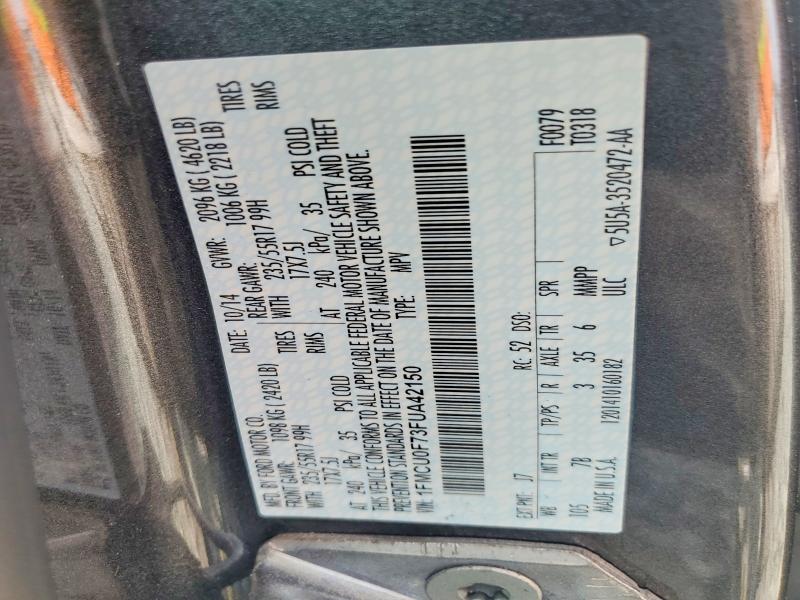 Продаж на аукціоні авто 2015 Ford Escape, vin: 1FMCU0F73FUA42150, номер лоту: 64015666