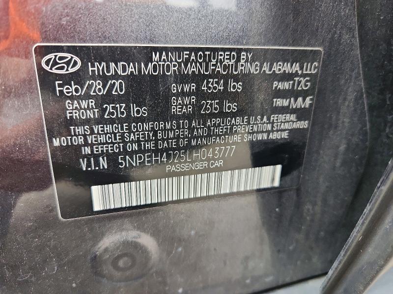 Продаж на аукціоні авто 2020 Hyundai Sonata, vin: 5NPEH4J25LH043777, номер лоту: 66121406