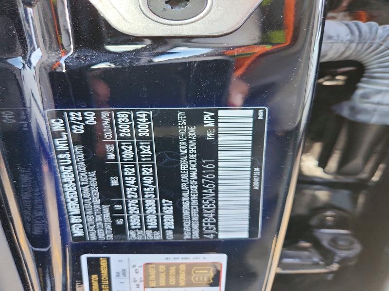 66594536 :رقم المزاد ، 4JGFB4KB5NA676161 vin ، 2022 Mercedes-benz Gle مزاد بيع