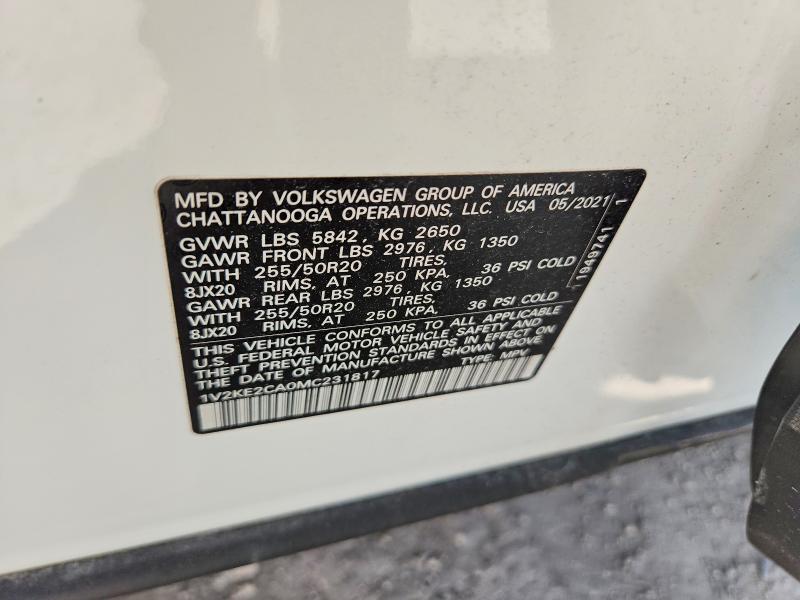 Продажа на аукционе авто 2021 Volkswagen Atlas Cross Sport, vin: 1V2KE2CA0MC231817, номер лота: 64370176