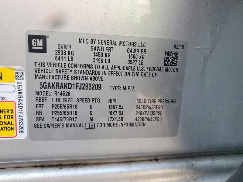 Aukcja sprzedaży 2015 Buick Enclave, vin: 5GAKRAKD1FJ283209, numer aukcji: 64185026