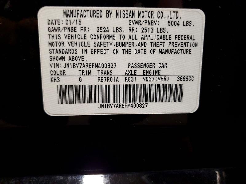 Продаж на аукціоні авто 2015 Infiniti Q50, vin: JN1BV7AR6FM400827, номер лоту: 65902306