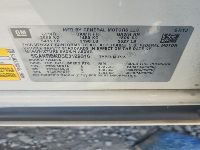 64992356 :رقم المزاد ، 5GAKRBKD5EJ129316 vin ، 2014 Buick Enclave مزاد بيع