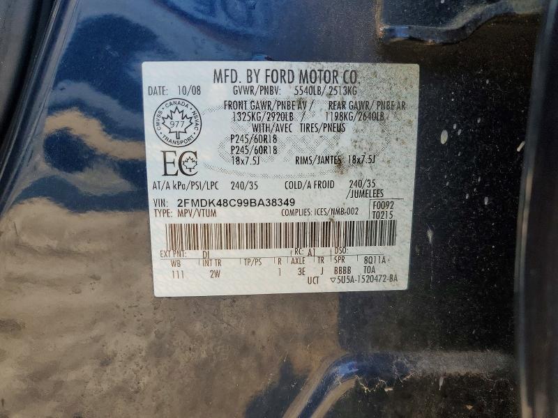 Продажа на аукционе авто 2009 Ford Edge, vin: 2FMDK48C99BA38349, номер лота: 62908576