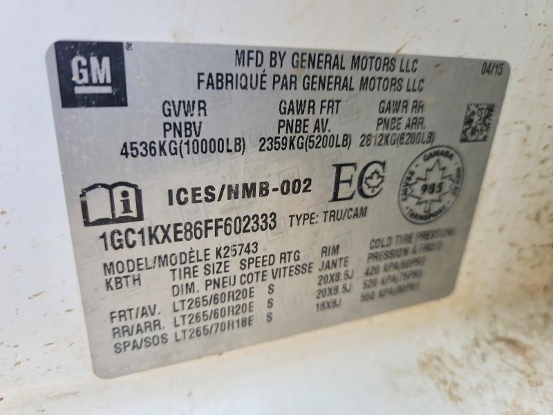 63426196 :رقم المزاد ، 1GC1KXE86FF602333 vin ، 2015 Chevrolet Silverado مزاد بيع