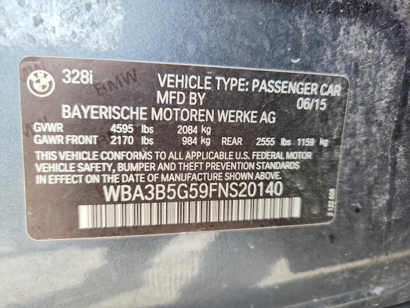 2015 Bmw 328 მანქანა იყიდება აუქციონზე, vin: WBA3B5G59FNS20140, აუქციონის ნომერი: 64035366