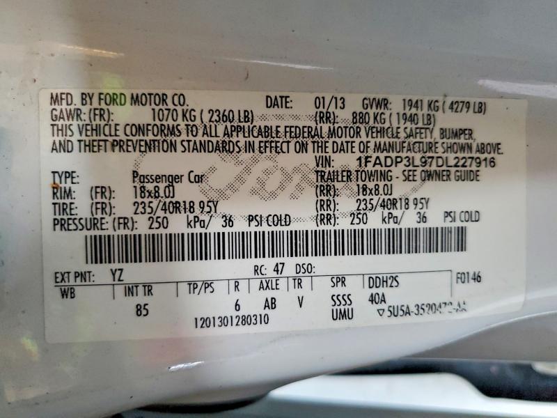 Продаж на аукціоні авто 2013 Ford Focus, vin: 1FADP3L97DL227916, номер лоту: 65872506