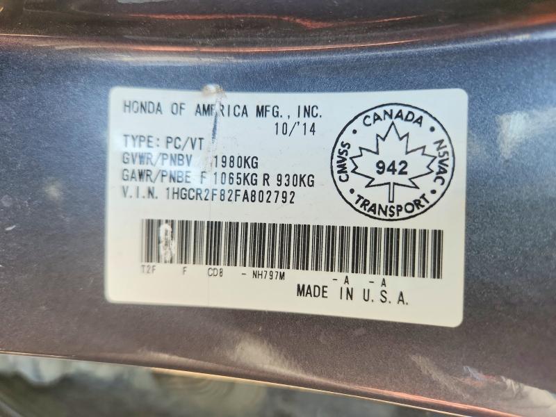 Продажа на аукционе авто 2015 Honda Accord, vin: 1HGCR2F82FA802792, номер лота: 65822876