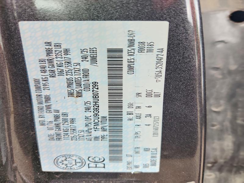 Aukcja sprzedaży 2017 Ford Escape, vin: 1FMCU9G92HUB07299, numer aukcji: 64214646
