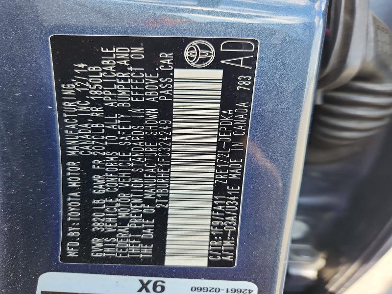 Продаж на аукціоні авто 2015 Toyota Corolla, vin: 2T1BURHE1FC324249, номер лоту: 64397846