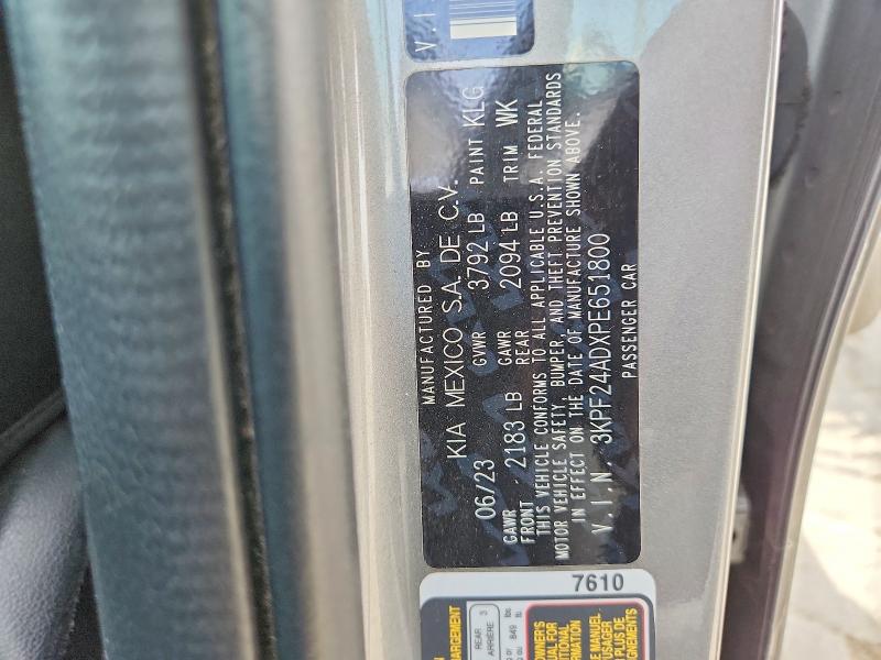 2023 Kia Forte მანქანა იყიდება აუქციონზე, vin: 3KPF24ADXPE651800, აუქციონის ნომერი: 66700836