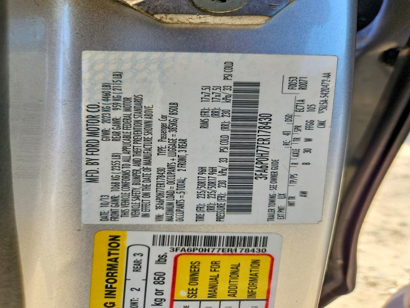 Aukcja sprzedaży 2014 Ford Fusion, vin: 3FA6P0H77ER178430, numer aukcji: 66078976
