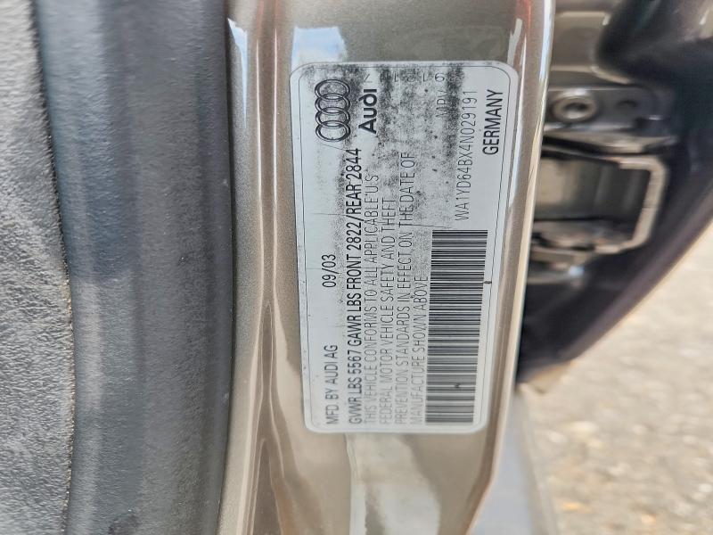 2004 Audi Allroad მანქანა იყიდება აუქციონზე, vin: WA1YD64BX4N029191, აუქციონის ნომერი: 64107266