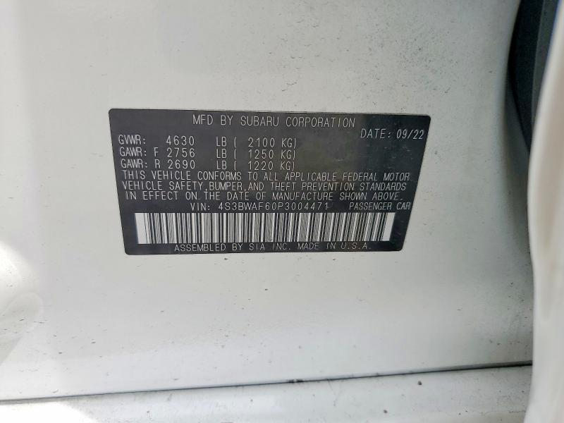 Aukcja sprzedaży 2023 Subaru Legacy, vin: 4S3BWAF60P3004471, numer aukcji: 66761726