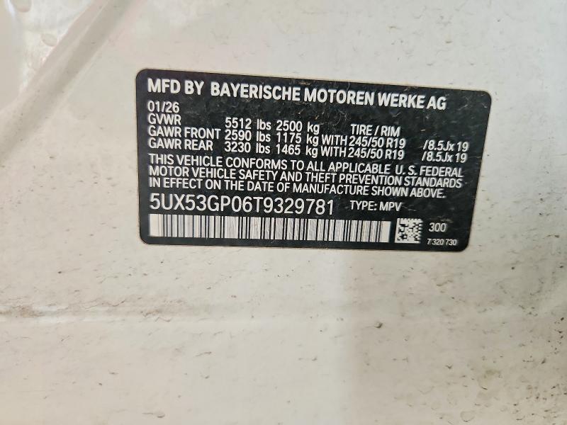 Aukcja sprzedaży 2026 Bmw X3, vin: 5UX53GP06T9329781, numer aukcji: 66261316