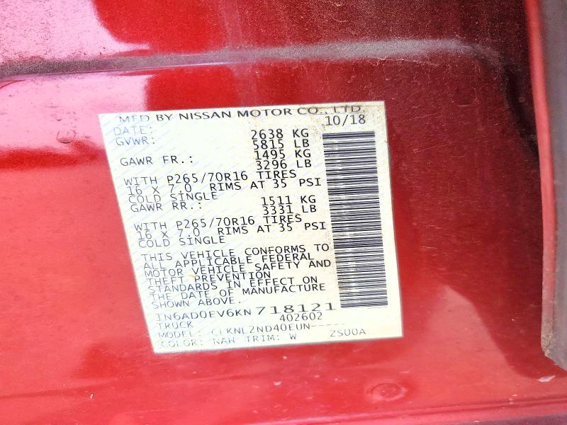 Aukcja sprzedaży 2019 Nissan Frontier, vin: 1N6AD0EV6KN718121, numer aukcji: 64981536
