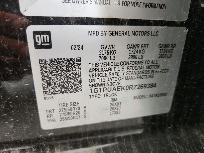 2024 Gmc Sierra მანქანა იყიდება აუქციონზე, vin: 1GTPUAEK0RZ269384, აუქციონის ნომერი: 66631676