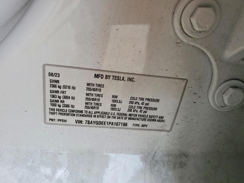 Aukcja sprzedaży 2023 Tesla Model Y, vin: 7SAYGDEE1PA167196, numer aukcji: 65663696