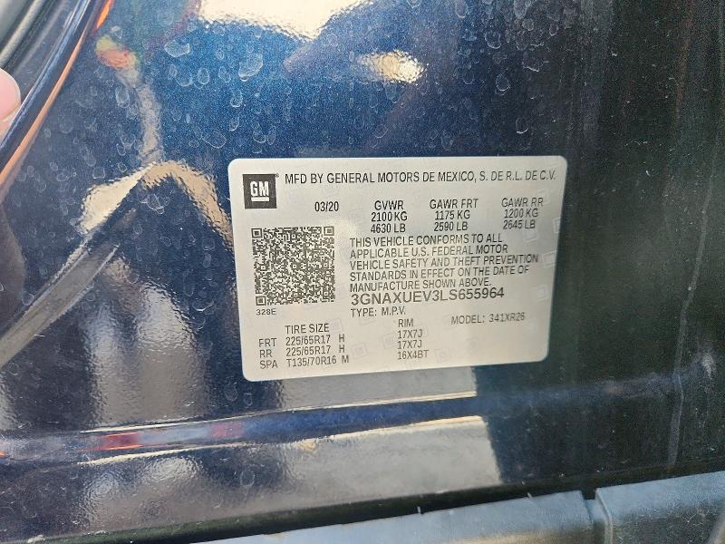 Aukcja sprzedaży 2020 Chevrolet Equinox, vin: 3GNAXUEV3LS655964, numer aukcji: 65469996