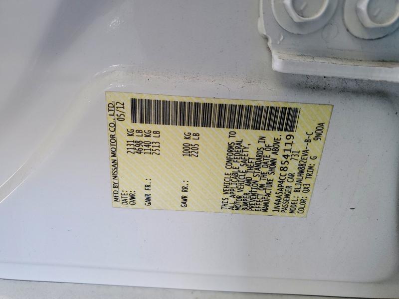 65324586 :رقم المزاد ، 1N4AA5AP4CC854119 vin ، 2012 Nissan Maxima مزاد بيع