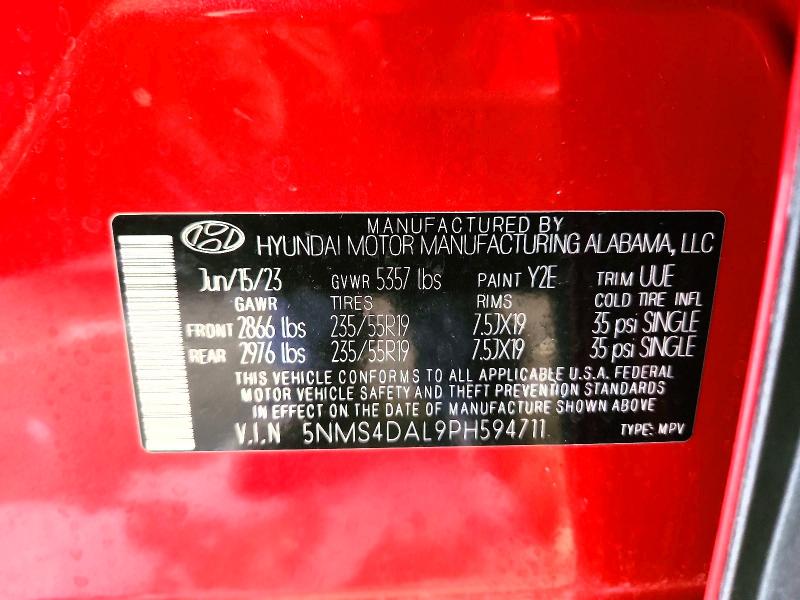 62875756 :رقم المزاد ، 5NMS4DAL9PH594711 vin ، 2023 Hyundai Santa Fe مزاد بيع