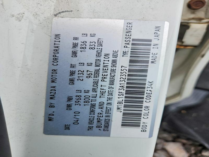 Продаж на аукціоні авто 2010 Mazda 3, vin: JM1BL1SF3A1323557, номер лоту: 65731126